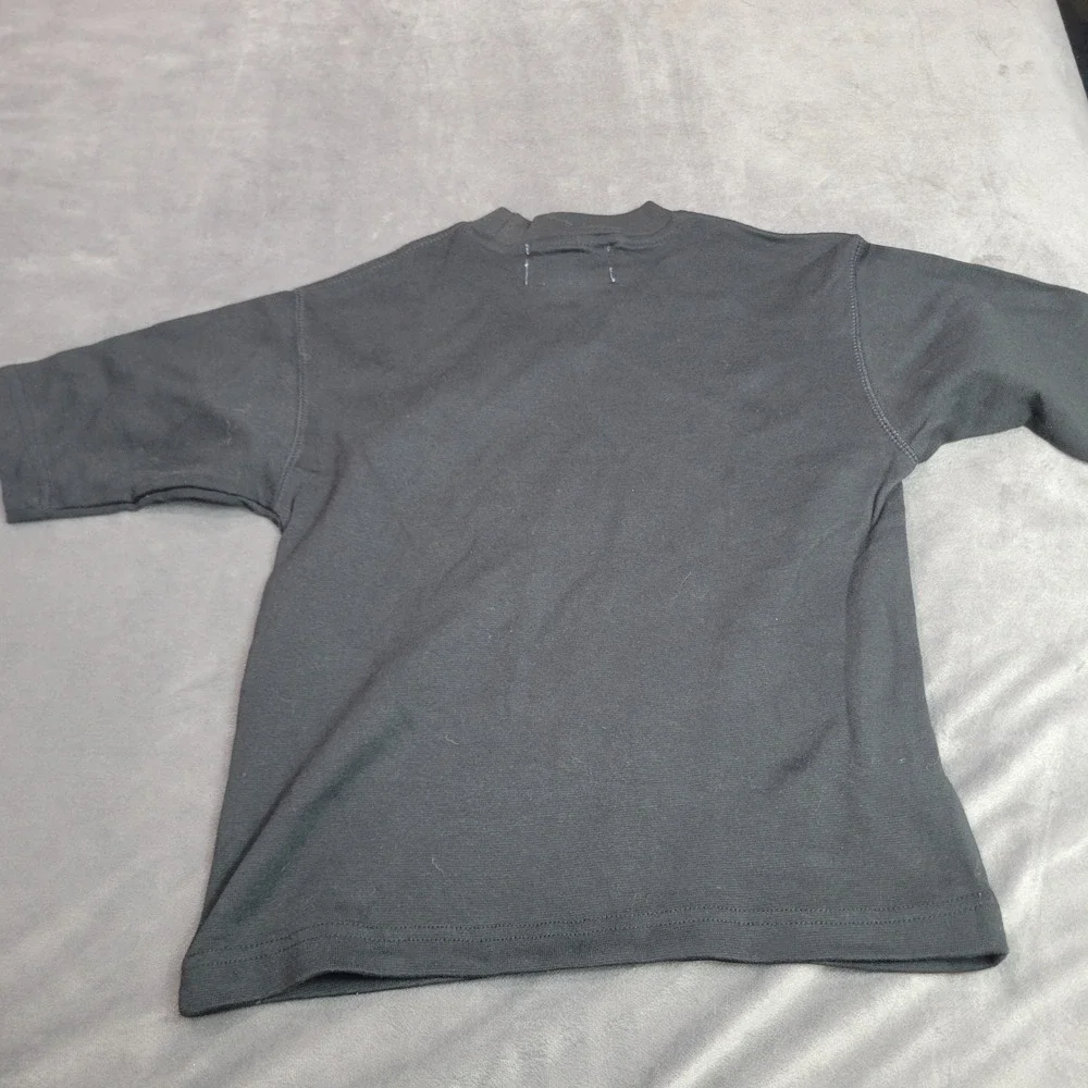 Fresno American Heritage Girls Medium Black Mock Neck‎ Short Sleeve Cotton Shirt